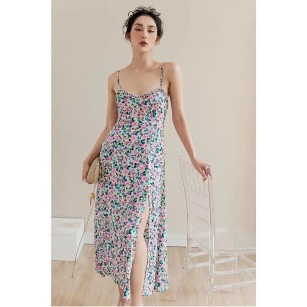 Zara Blogger Favorite Floral Printed Spaghetti Strap Madi‎ Sun Dress